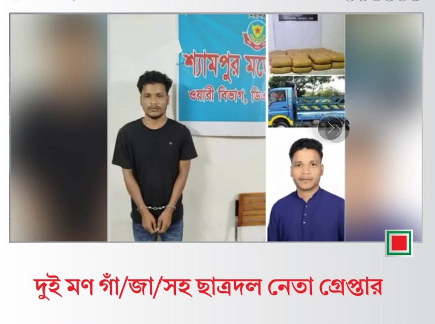 দুই মণ গাঁজাসহ ছাত্রদল নেতা গ্রেপ্তার