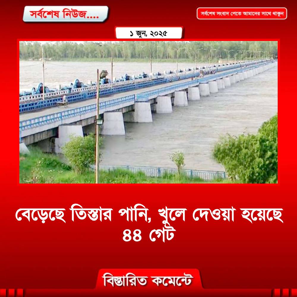 বেড়েছে তিস্তার পানি, খুলে দেওয়া হয়েছে ৪৪ গেট